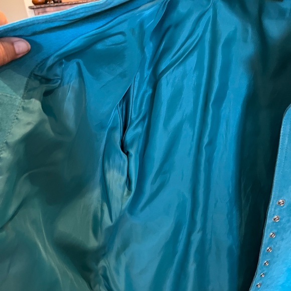 Turquoise suede jacket - Picture 3 of 5